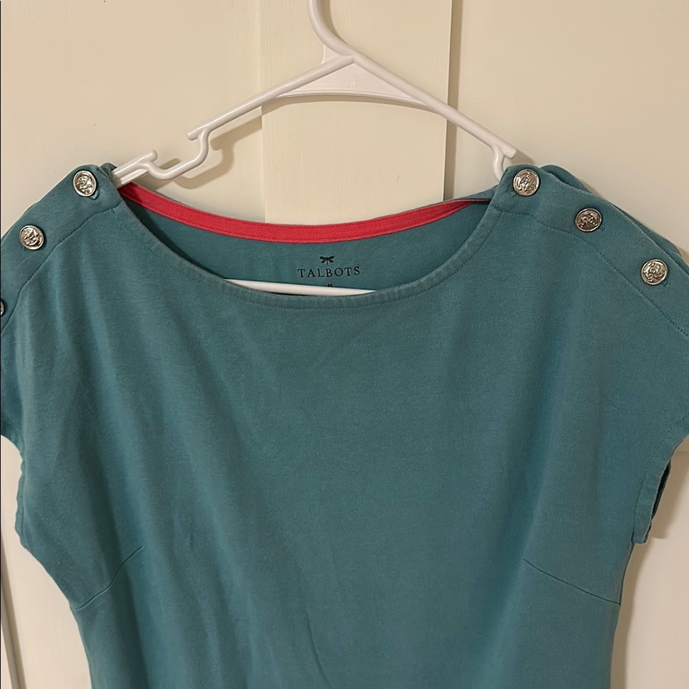 Teal Button-Shoulder Dress - Picture 2 of 2